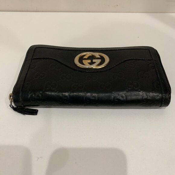 Gucci Black GG Sukey Zip Long Wallet Sku#84400 (gently used, zipper cracked) - Picture 3 of 9